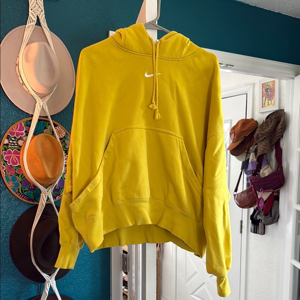 Nike Yellow Oversized Long Sleeve Hoodie